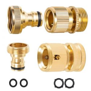 Mdlufee Lot de 4 connecteurs de robinet de tuyau d'arrosage en laiton extensible de 1,9 cm mâle et femelle, connecteur d'extrémité de tuyau, raccord rapide pour robinet et pulvérisateur (WENZHOUFANGCHENG, neuf)