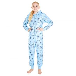 Disney Combinaison Pyjama Enfant Pyjama Stitch Minnie Grenouill&egrave;re Surpyjama Fille Polaire Tailles Enfant Ado 2-14 Ans (Bleu Stitch, 7-8 Ans) (Get Trend., neuf)