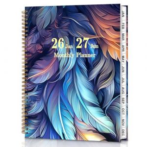 METEOROCK Agenda Mensuel 2026-2027, A4 Carnet de Notes de 18 Mois avec Reliure Spirale, 22,5 x 27,5 cm Grands Planner Mensuels avec Marque-Page pour le Bureau, l'&Eacute;cole et la Maison (St. Richer-US, neuf)