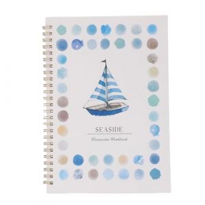 Elprico Cahier D'exercices D'Aquarelle, Relaxant et Facile &agrave; Peindre, Livre de Coloriage &agrave; L'eau pour D&eacute;butant avec Pinceau Aquarelle 12 Couleurs, Parfait pour Offrir pour Stimuler la (Bord de mer) (Byged, neuf)