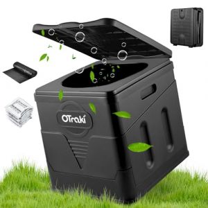OTraki Toilette Portable Camping, Toilette Camping pour Adultes, Toilette de Voyage avec Couvercle, Toilette de P&ecirc;che, Toilette Camping Car, Seau de Toilette Pliable l&eacute;g&egrave;re avec Support Solide, Noir (OTraki, neuf)
