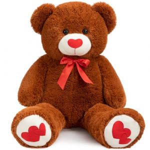BEJOY Ours en peluche g&eacute;ant 91 cm en peluche Ours en peluche avec c&oelig;ur rouge pour petite amie et enfants pour la Saint-Valentin, 91,4 cm Marron (BEJOY GLOBAL, neuf)