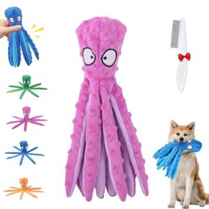 Whiskerspot Jouet couineur pour chien en forme de pieuvre &ndash; Jouet couineur en peluche durable sans rembourrage &ndash; Pour chiens de petite, moyenne et grande taille (1 pi&egrave;ce) &ndash; Violet (KKLXUA, neuf)