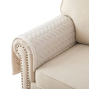 Eismodra Housse d'accoudoir,Housse Canap&eacute; 3 Places avec Accoudoirs,Couverture Canap&eacute; d'angle en L Antid&eacute;rapant en Velours Lavable pour Chien Chat Enfant,Blanc 70x70 cm (Seulement 1 Pi&egrave;ce) (Eismodra, neuf)