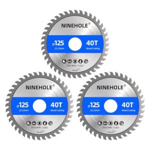 3pcs Lame de scie circulaire 125 x 22,23 mm (anneau 20 mm), 40 dents Coupes propres, Disque à Tronçonner pour Bois, Sèche, Stratifié, Cloison, Contreplaqué, Plastique (Ninehole(EU), neuf)