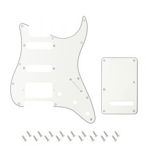 Banworks 3Ply Strat HSS Pickguard 11 trous SSH Pickguard Scratch Plate avec plaque arrière 6 trous Tremolo Cover Set pour USA/Mexicain Modern Style Standard Stratocaster ST JT/HB-09 Vintage White (Banworks Store, neuf)