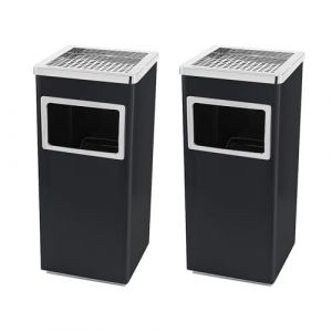 XUANYU Lot de 2 Cendrier avec Poubelle Intégrée, Poubelle avec Cendrier sur Pieds et Seau Intérieur Amovible, pour Hôtel, Jardin, Bureau, Extérieur/Intérieur (Noir 48L) (XUASHW, neuf)