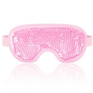 NEWGO Masque Yeux Froid, Masque Des Yeux Gel Gonflés, Cernes, Migraine Réutilisable masque froid pour les yeux avec dos en peluche de Poche de Glace en Yeux pour Thérapie Froid Chaud (Rose) (BK Newgo, neuf)