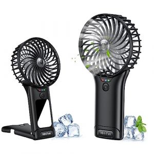 Ventilateur Portable à Main, Ventilateur Silencieux Mini Portable Rechargeable par USB, Ventilateur de Poche Personnel avec Miroir, Ventilateur de Bureau à Piles à 4 Vitesses pour Bureau et Voyage (Wastou Direct, neuf)