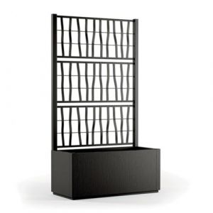 Tomaino - Jardini&egrave;re avec treillis en plastique, s&eacute;paration grillag&eacute;e pour plantes grimpantes pour l'ext&eacute;rieur, terrasse, jardin 80x36x140 h cm (Jardini&egrave;re avec treillis, Noir) (Tomainostore, neuf)