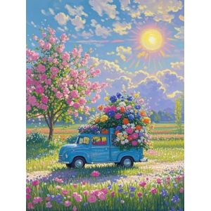 HKLIOPU point de croix kit complet,Amants sous la tour,11CT canevas debutant broderie imprimé,DIY Kit Broderie Point de Croix,paysage 40×50cm (DLMSMGS, neuf)