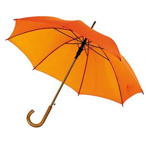Notrash2003 - Parapluie automatique en bois - Avec crochet rond incurvé - Poignée en bois de 103 cm de diamètre, Orange, 103 cm (notrash2003, neuf)