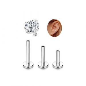 Adramata G23 Titane Piercing Helix Tragus Hypoallerg&eacute;nique Labret Levre Filetage Interne Monroe Medusa Petit CZ Oreille Conch Or Argent (jjccui, neuf)