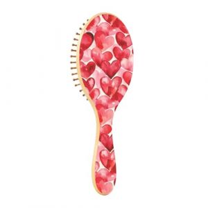 Brosse en bois Love Red Paddle Brosse à cheveux pour femme Brosse en bois pour cheveux Brosse de massage en bois (YAJIEFS, neuf)