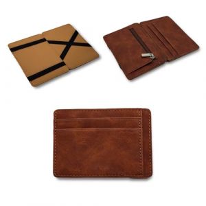 RisePlus Portefeuille Magique,Portefeuille Homme Slim avec Porte-Monnaie, Étui à Cartes de Crédit avec Blocage RFID, Mini Portefeuille Compact et Léger en Cuir PU(Marron) (PROMOTEUP, neuf)