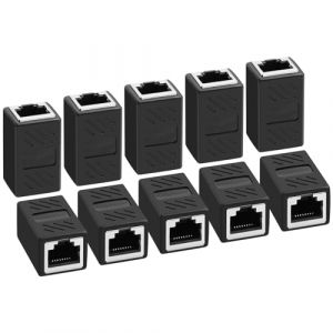 AXFEE Coupleur RJ45, 10 Pi&egrave;ces Ethernet Raccord, Connecteur Cat7, Cat6, Cat5, Cat5e Compatible Avec C&acirc;bles R&eacute;seau Femelle Vers Femelle (Noir) (Ouuze, neuf)