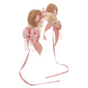 SHERCHPRY Bandeau Cosplay Lolita Oreilles D&rsquo;ours Taille Unique en Velours Doux Rose Poudr&eacute; pour Femmes Accessoires Cheveux F&ecirc;te D&eacute;guisement (Dnna Huang, neuf)