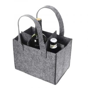 YUNYU Panier à bouteilles pour 6 bouteilles – Porte-bouteilles en feutre de qualité supérieure (24 x 16 x 16 cm), pliable et réutilisable pour bière/vin/spiritueux, portable pour le camping, les (yichangjunxiaohuomaoyiyouxiangongsi, neuf)