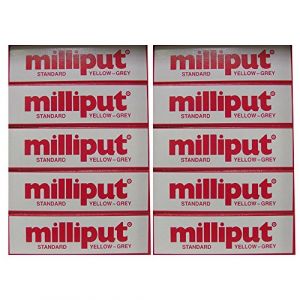 Milliput Lot de 10 mastic époxy standard Jaune/gris 113,4 g (Bonheurs, neuf)