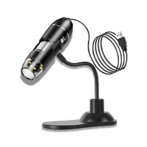 VGE Microscope Num&eacute;rique USB 1000X HD - Microscope de Poche| Cam&eacute;ra Endoscopique, 8 LEDs R&eacute;glables, Flex Support & Logiciel - pour R&eacute;paration, Soudure, Bijoux, Enseignement, Enfants (Noir) (SSWL_EUR, neuf)