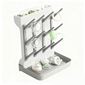 Euablfo Egouttoir Biberon Bebe,Arbre A Biberon pour Biberons, &eacute;Gouttoir Vertical, &eacute;Gouttoir Biberons avec Bac D'&eacute;Gouttage, Gris (HFELDT, neuf)