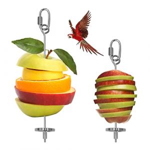 Houdao 2 Pièces Brochette Nourriture Perroquet en Acier Inoxydable Porte-Fruits Viande Alimentaire Bâton Titulaire pour Cages Oiseau Animal Jouet Perruche Chinchillas (Gudingdang, neuf)
