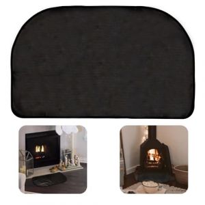 NQEUEPN Tapis de Cheminée, Tapis de Foyer 107x60cm Protection de Revêtement de Sol Demi-Rond Résistant aux Flammes Tapis de Gril Résistant à la Chaleur pour Poêle à Bois Intérieur Extérieur (Noir) (Jenniy, neuf)