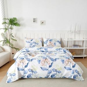 Parure De Lit 120x190/200 cm en Microfibre, Ensemble de Draps 3 Pièces Imprimée, Drap Housse Ajustable 120x200 cm cm, Drap Plat 1 Personne 180x250 cm et 1 Taie d'oreiller 50x80, Orchidée Chant Fleur (Trame Italiane, neuf)