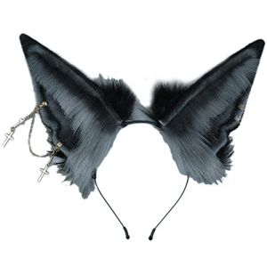 Serre-tête avec oreilles de loup - Pour cosplay - Fausse oreille de loup - Pour fête de nuit (lpookj, neuf)