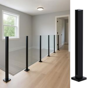 Cvter Garde-corps en Verre Acier Inoxydable - 95cm Poteau de Balustrade en Verre Noir, Syst&egrave;me de Balustrade en avec Robinets, Fentes pour Terrasse, Balcon, Piscine, Jardin, Fin du message (liujianjun-us, neuf)