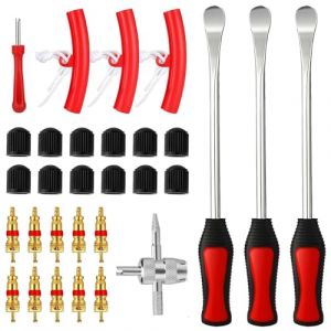 Afenau Demonte Pneu Moto, 31 Pcs D&eacute;monte Pneu Trottinette &eacute;lectrique, D&eacute;monte Pneu Voiture avec 3 Protections de Jante, Demonte Pneu Manuel, D&eacute;monte-Pneus Manuels pour Moto, V&eacute;lo, Voiture, Scooter (enshishiaoshenghongmenchuangyouxiangongsi, neuf)