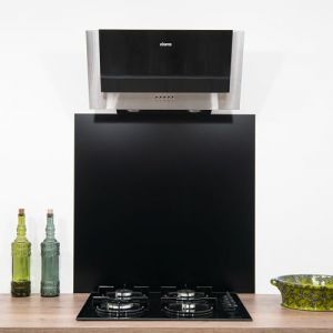 Fond de hotte/Crédence Aluminium Noir - 9 tailles - Hauteur 60 cm x (Longueur 110 cm) (AluCouleur, neuf)