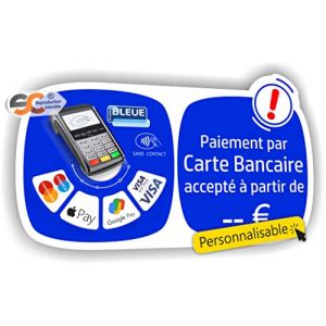 SC ® - Sticker/Autocollant - Terminal de Paiement - "Personnalisable Paiement à Partir de (-)" - Fabrication Française (Largeur 15 cm/Hauteur 9 cm) (S-C, neuf)