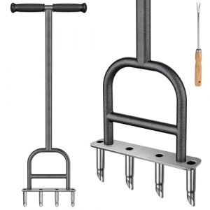 BeneLabel A&eacute;rateur de Gazon, Core de Pelouse Manuel Scarificateur Outil d'a&eacute;ration du Sol en Acier Inoxydable 4 Dents Creuse pour Ameublir Le Sol et Am&eacute;liorer la Pelouse, 93cm (besthouse, neuf)