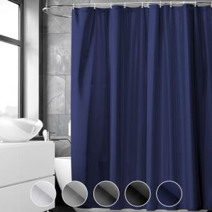REDKEY Rideau Douche, Rideau de Douche 120x200 cm, Lavable en Machine avec 8 Crochets, Imperméable, Anti Moisissure, Tissu Polyester Rideaux de Baignoire pour Salle de Bains Bleu foncé (REDKEY HOME, neuf)