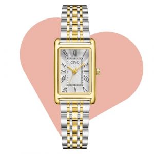 CIVO Montre Rectangulaire Femme Dor&eacute;: Petite Montre Femme Acier Elegante - Montre Bracelet Analogique Femme &agrave; Quartz Vintage (MEGALITH Direct-FR, neuf)