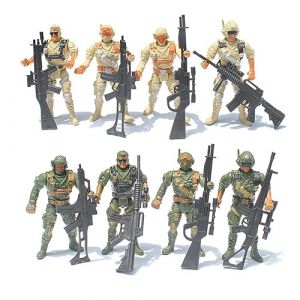 JAWSEU Jouet Figurine Militaire, 8 Pièces Figurine d'Action Avec Arme, Soldats Mobiles en Plastique Réaliste, Jeu de Militaire pour Enfants (Haptre, neuf)