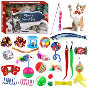 ROTKUSZ Calendrier de l'Avent pour Chat 2025, 24 Pi&egrave;ces Jouets Interactifs pour Chats Int&eacute;rieur, Calendrier de No&euml;l de 24 Jours avec Jouets Vari&eacute;s pour Chat, Cadeau No&euml;l pour Amateurs de Chat et Chat (feihebaihuosadasd, neuf)