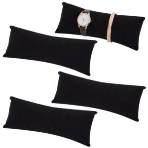 PH PandaHall 4 Paquet Longs Oreillers de Montre en Velours, Support Montre Presentoir Bracelet Coussin de Bo&icirc;tier de Montre de Bijoux pour Les Ventes de Petites Entreprises Oreiller Bracelet Noir (PandaHall FR, neuf)