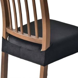 ZRCYXDW Extensible Housse de Chaise Lot de 2, Doux Velours Housse de Coussin de Chaise Amovible Lavable Housse Assise Chaise pour Salle &agrave; Mange pour Cuisine-Le Noir-Lot de 2 (ZRCYXDW, neuf)