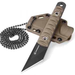 SPITZKANTE Neck Knife, mini couteau avec lame de 5,6 cm en acier 5Cr14MoV, couteau de cou tipo tanto, EDC ext&eacute;rieur, avec fourreau ABS et cha&icirc;ne &agrave; bille, tout noir (Shenzhen Chenghuada Technology Co., Ltd., neuf)
