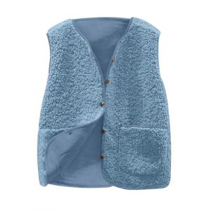 AEGJEGVD Femme Gilet en Molleton Polaire Doux sans Manche Coupe Classique Manteau en Fausse Hiver Fourrure Fille Couleur Unie Blouson Mode Bouton Matelass&eacute;e sans Manches Veste avec Poches (⭐⭐⭐⭐⭐AEGJEGVD⭐⭐⭐⭐⭐, neuf)