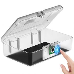 AICase Coffre-fort avec reconnaissance d'empreintes digitales biométrique pour les voyages et la maison, boîte de sécurité portable avec empreintes digitales et code morse, caisse à monnaie (AICase, neuf)