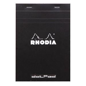 RHODIA 16559C - Bloc-Notes Agraf&eacute; dotPad N&deg;16 Black - A5 14,8 x 21 cm - Pointill&eacute;s Dot - 80 Feuillets D&eacute;tachables - Papier Clairefontaine Blanc 80 g/m&sup2; - Couverture en Carte Enduite (Craftelier, neuf)