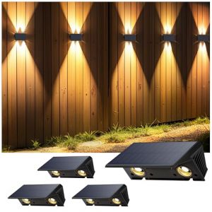IIRARA Applique Solaire Extérieur, Nouvelle Génération 2025 Haut & Bas Applique Murale Solaire Blanc Chaud 1500mAh Lampe Solaire Murale Extérieur IP67 Étanche 4 Articles 100 Lumens pour Clôture Jardin (Yaji Co. Limited, neuf)