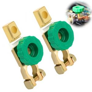 2 Pièces Interrupteur de Déconnexion Universel pour Batterie, Cosse Batterie Voiture Déconnexion Interrupteurs, Coupe Circuit Batterie 12V/ 24V Connecteur Batterie avec Bouton Vert pour Moto,Voiture (camelorapi2, neuf)