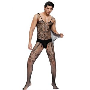 ohyeahlady Bodystocking Ouvert à L'Entrejambe Homme Grande Taille GrenouillèRes Body Gay Sexy Ouverte Sissy Lingerie Travestie Dentelle Sexy Hot Tenue Sissy(L-XXL,Noir B) (ohyeahlady, neuf)