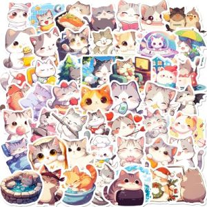 Lot de 50 autocollants pour chat mignon, Kawaii Pet Sticker pour gar&ccedil;ons, filles, adolescentes, vinyle, imperm&eacute;able, autocollants pour animaux dr&ocirc;les (Xuan Cat, neuf)