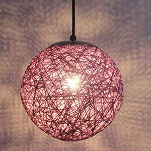STOEX Rétro Suspension Luminaire en Rotin Globe Rond, Lustre Abat-jour DIY Lampe Plafond E27 pour Salon Restaurant Centre commercial Bar (Pourpre, 15cm) (STOEX, neuf)