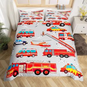Homewish Housse de Couette 220x240 Enfant Voiture de Pompier Rouge, Parure de Lit Enfant Ado Garçon Ambulance, Sets de Housses de Couettes Camion de Pompiers, Couvre Lit Chien Dalmatien (Suzhou yiyanyun e-commerce Co., Ltd, neuf)